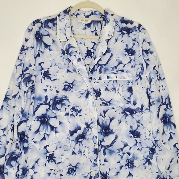 Haven Well Within Organic True Cotton Sleep Shirt Med Blurred Floral Button-up - Picture 4 of 13